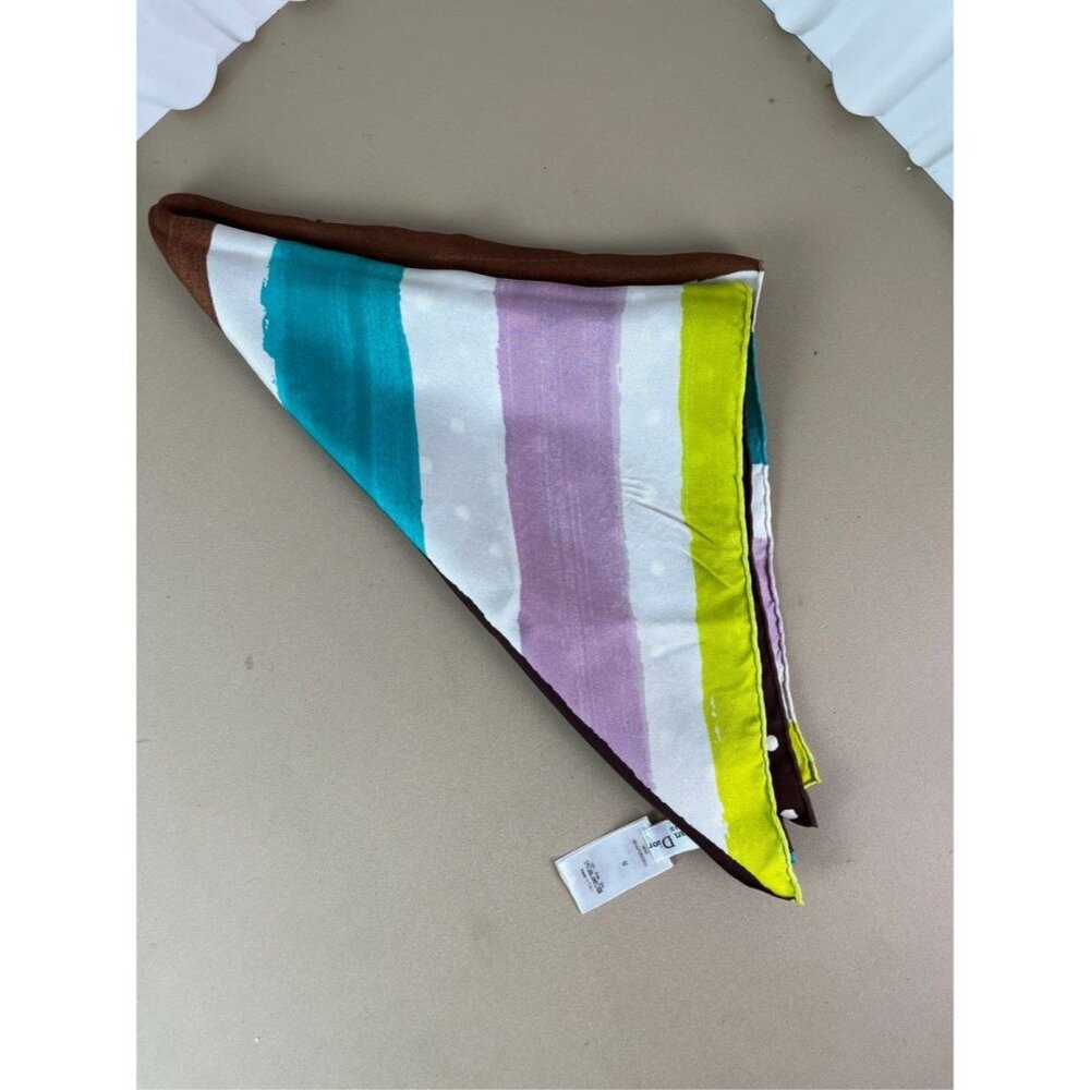 Christian Dior Polka Dot & Striped Silk Scarf Made In Italy